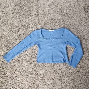 gaze  Size S Light Blue Ribbed Scoop Neck Top